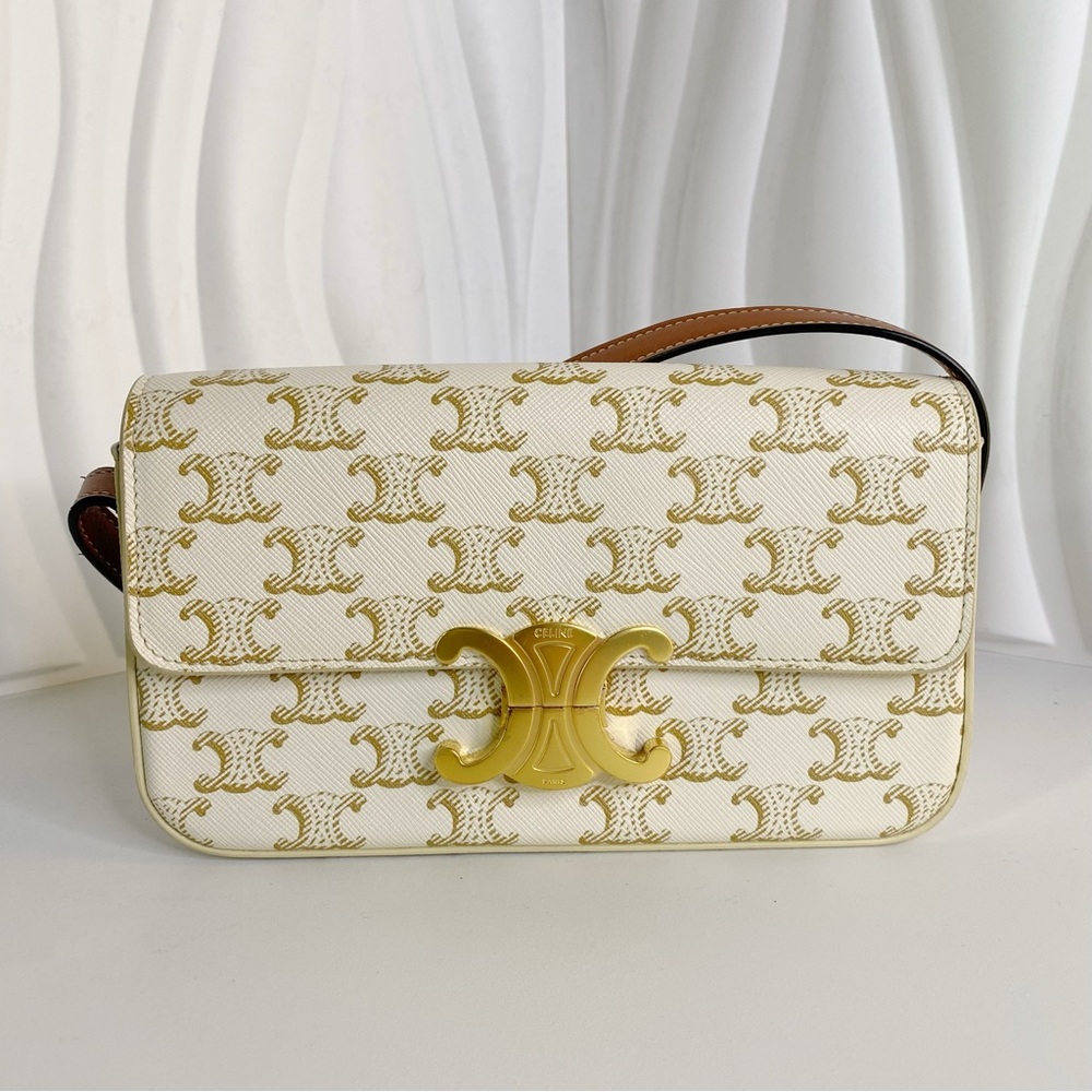 Pre-Loved Celine Triomphe Coated Canvas Claude Shoulder Bag